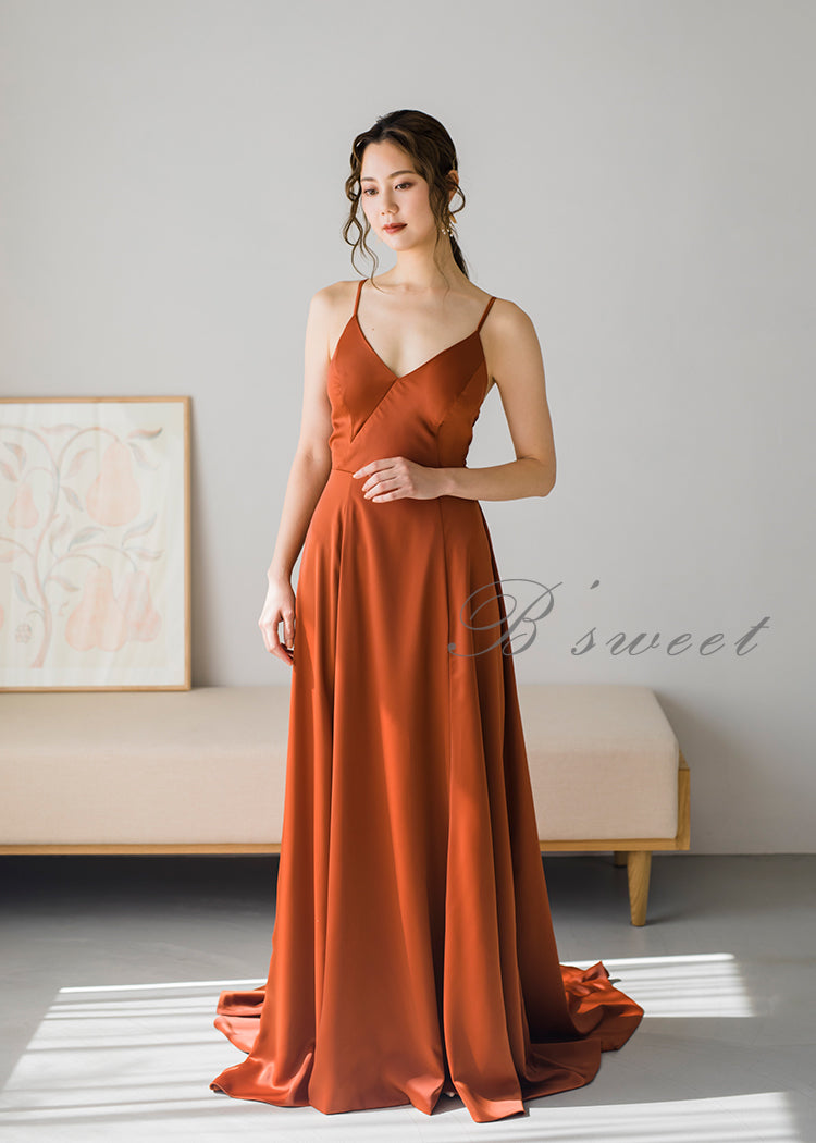 wd611ls】サテンバックリボンキャミスレンダードレス マタニティにも