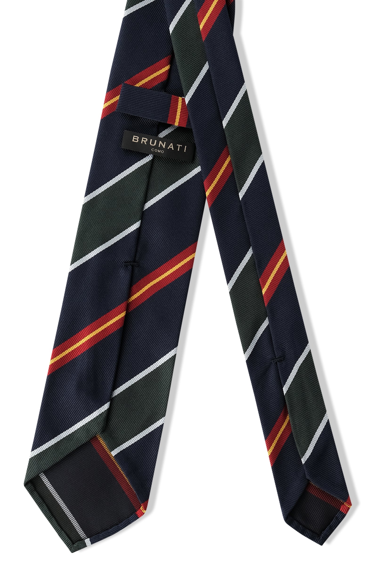 3-Fold Preppy Repp Silk Tie - Royal Navy / Green / Red | Brunati Como®