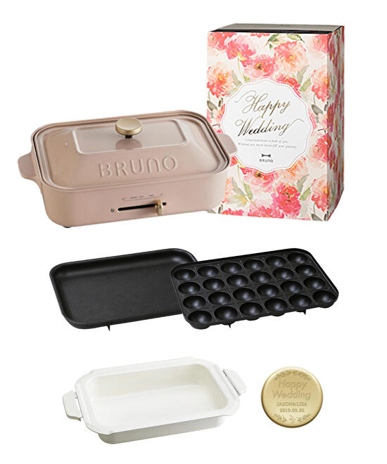 結婚祝い》コンパクトホットプレート+鍋＋刻印ノブ ギフトセット