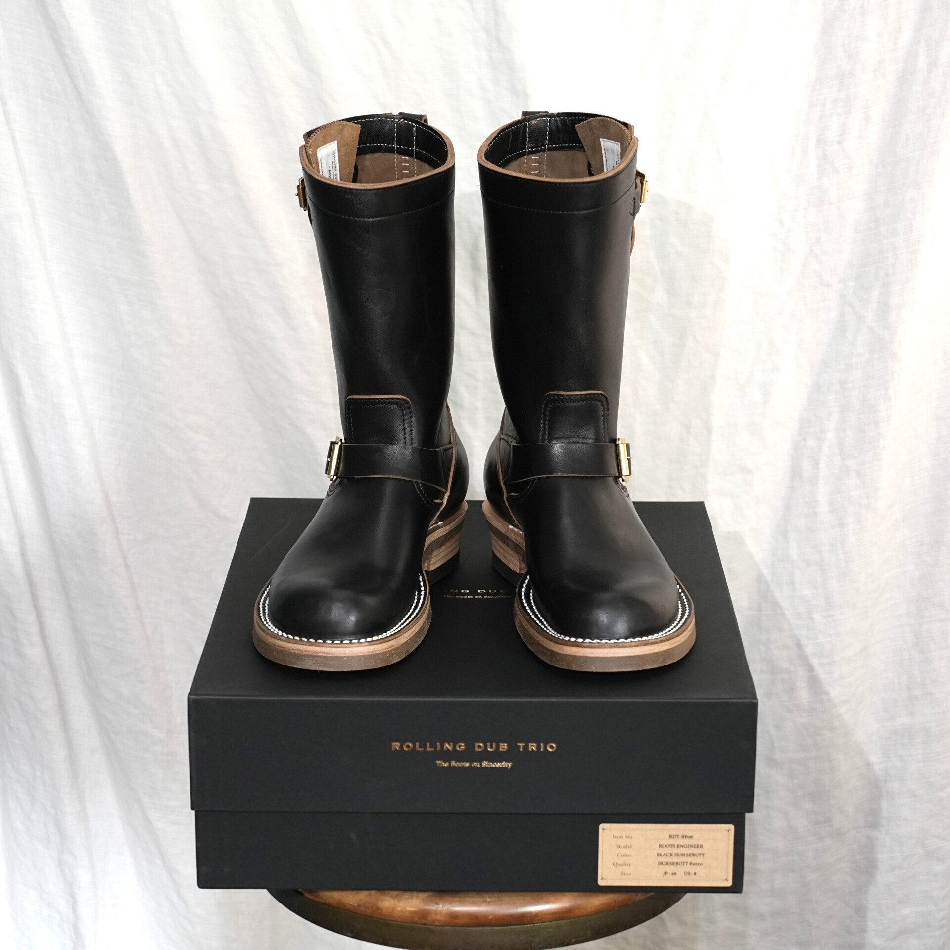 ローリングダブトリオ ルーツ エンジニアブーツ ブラック ホースバット