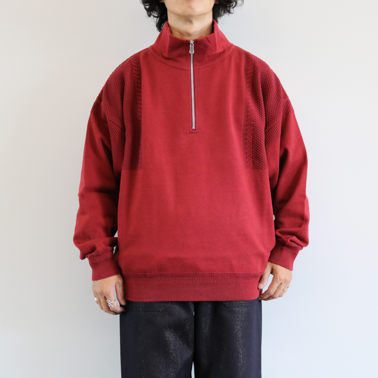 YASHIKI・Suikyo Half Zip Knit (BURGUNDY) / browniegift