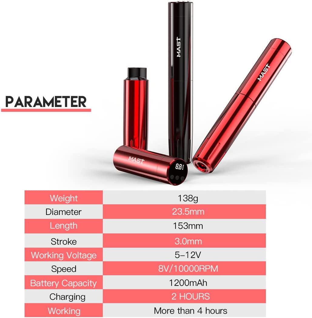 MAST Tour Y22 ワイヤレス タトゥーマシン グラデーション ピンク