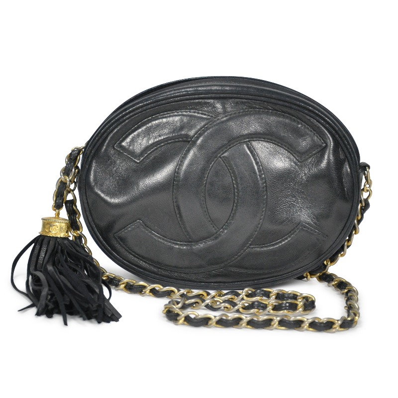 シャネル ココマーク チェーンショルダー ラムスキン フリンジ