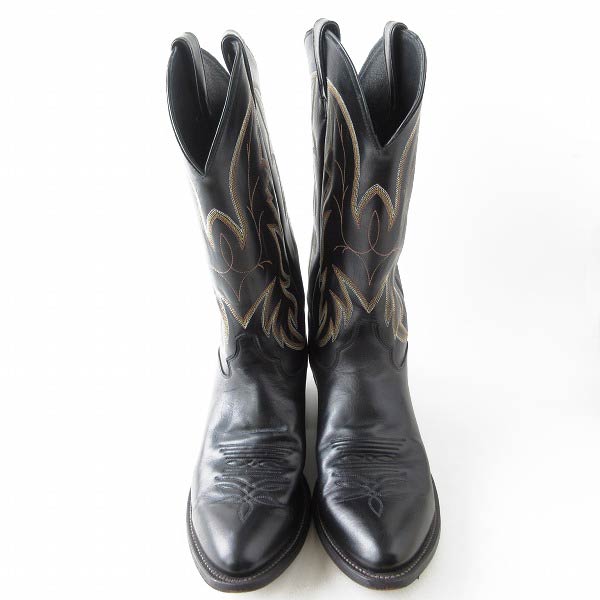 美品 USA製 JUSTIN ジャスティン ウエスタンブーツ 黒 12E 幅広30cm