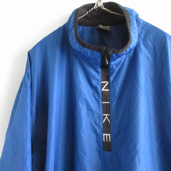 00s NIKE ナイキ ハーフジップ×ロゴ プルオーバー ジャケット XL 青系