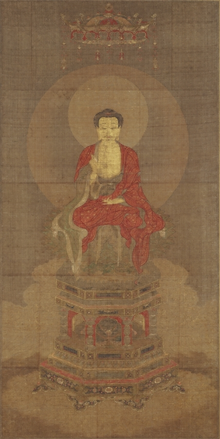 絹本著色釈迦三尊像 文化遺産オンライン