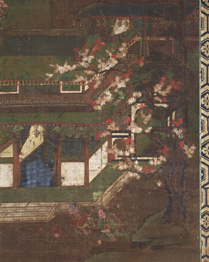 絹本著色文王呂尚・商山四皓図〈／二曲屏風〉 文化遺産オンライン