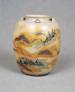 色絵山寺図茶壺 文化遺産オンライン