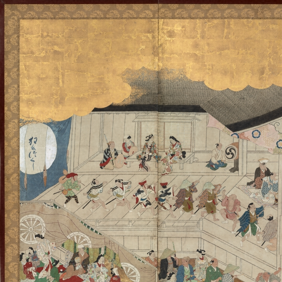 紙本金地著色歌舞伎図〈／六曲屏風〉 文化遺産オンライン