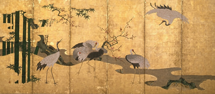 松竹梅鶴図屏風 文化遺産オンライン