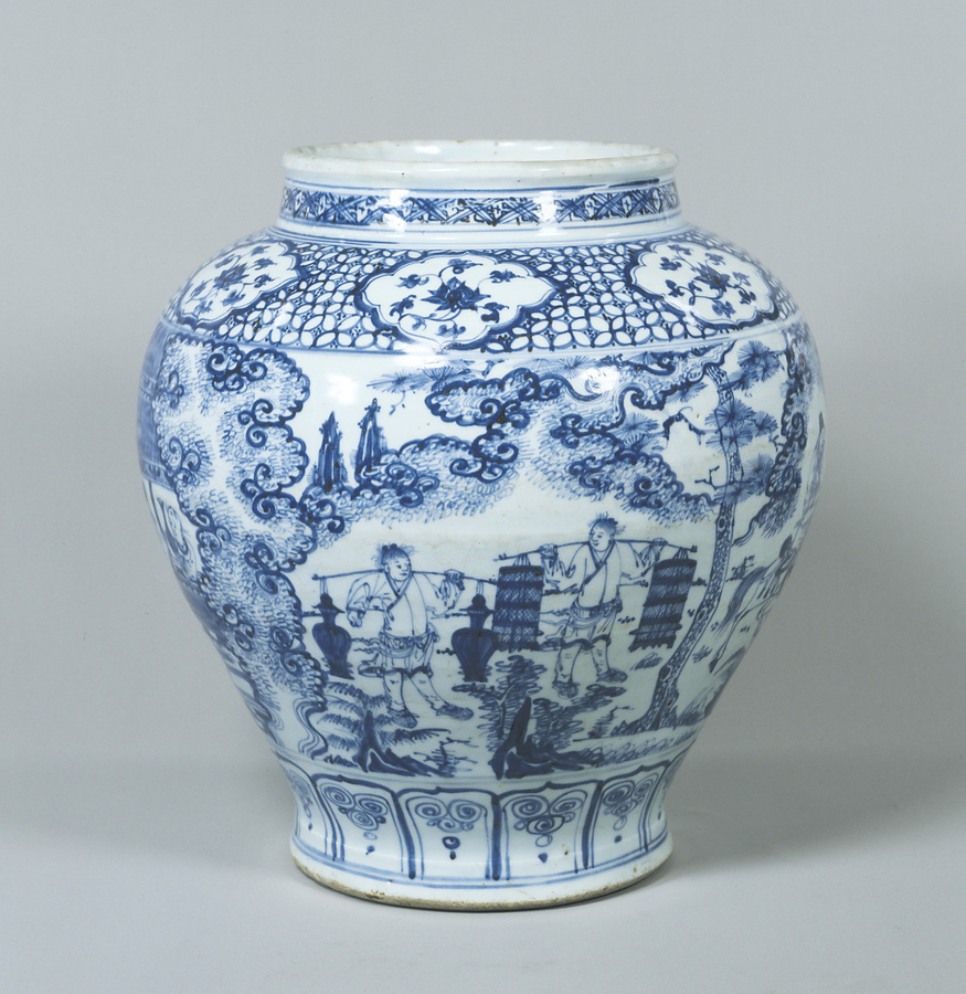 青花楼閣人物文大壺 文化遺産オンライン