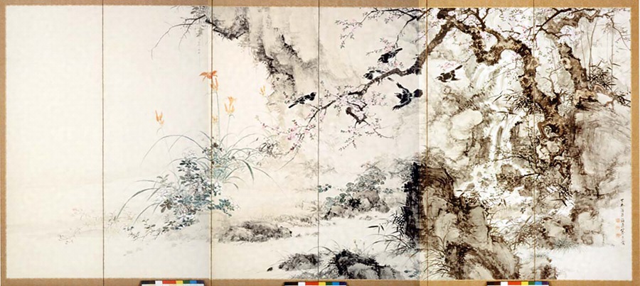 四季花鳥図屏風 文化遺産オンライン