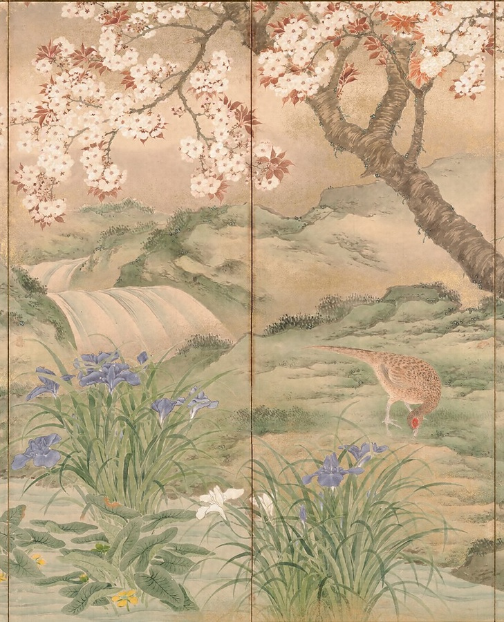 四季花鳥図屏風 文化遺産オンライン