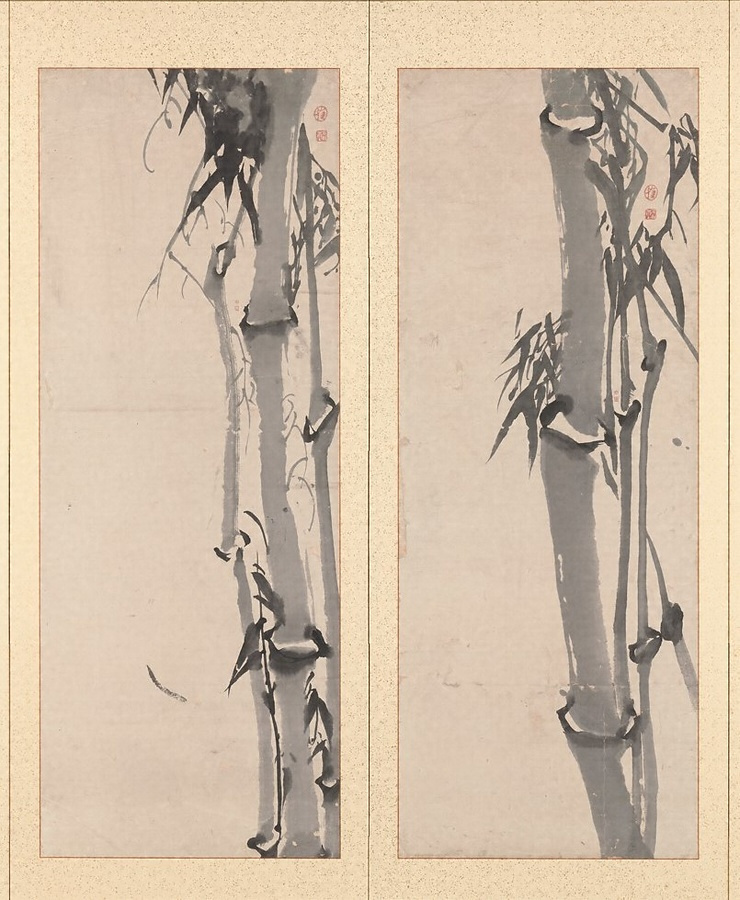 墨竹図屏風 文化遺産オンライン
