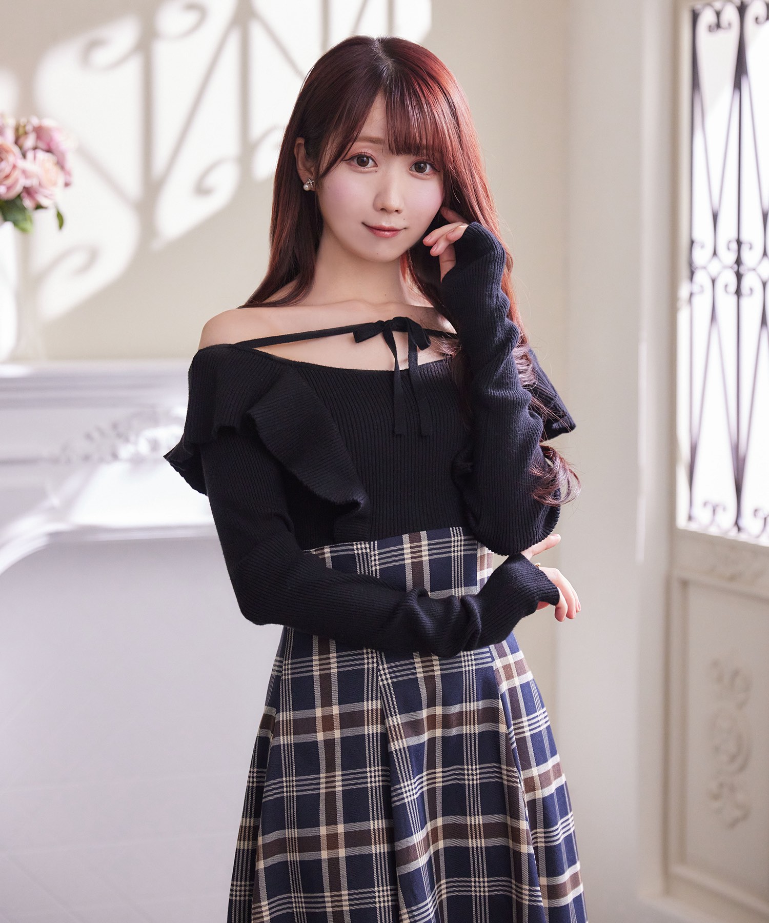 checkered×knit docking one piece – BUNNY APARTMENT