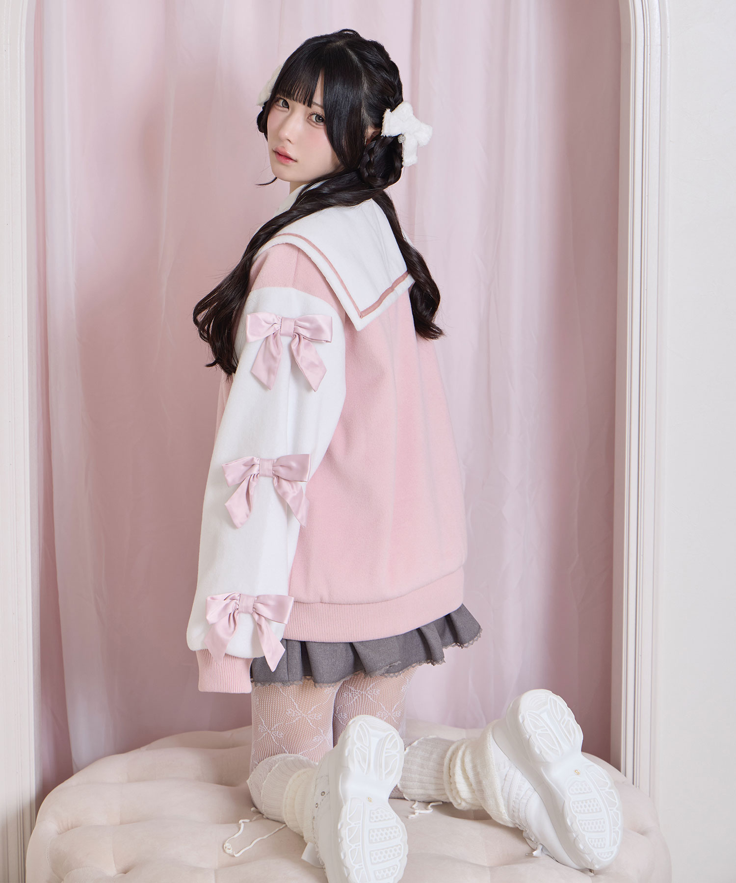 袖リボンハニーちゃんアップリケスタジャン – BUNNY APARTMENT