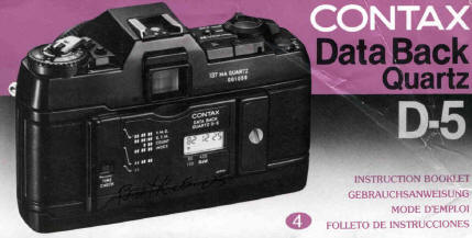 Contax Data Back D-4, D-5, D-6, D-8, D-9, D-10 instruction manual