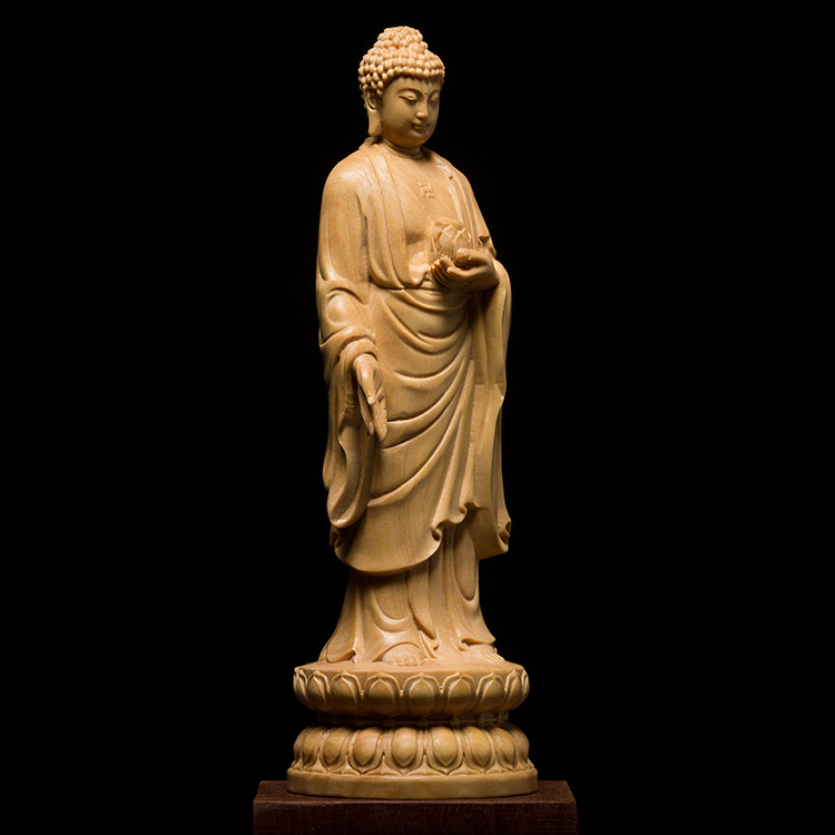 仏像専門店 仏像屋 / 天然ツゲ 黄楊 柘植 木彫り彫刻釈迦如来像 釈迦牟