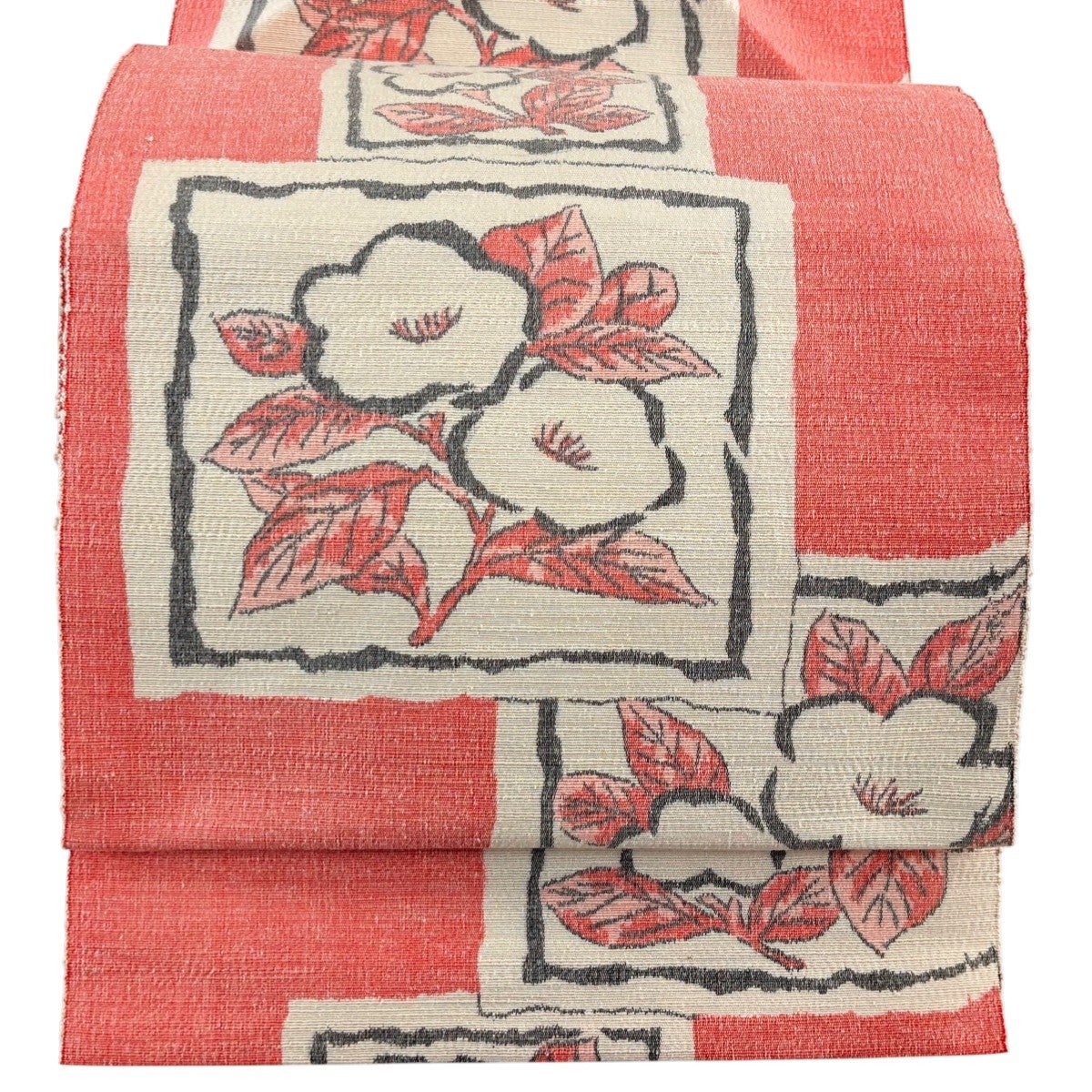 名古屋帯 優品 八寸名古屋帯 松葉仕立て 枝花 ピンク 正絹｜中古・古着