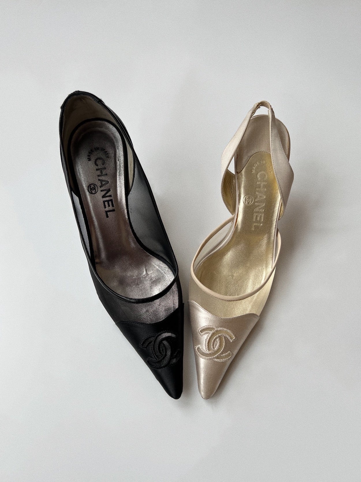 靴 Vintage Chanel Slingback Heels 41 Chanel Vintage Sling back
