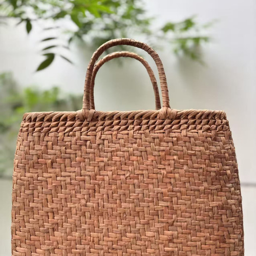 国産山葡萄籠バッグ 手作り 山葡萄かごバッグ 網代編み Lサイズ 目隠し