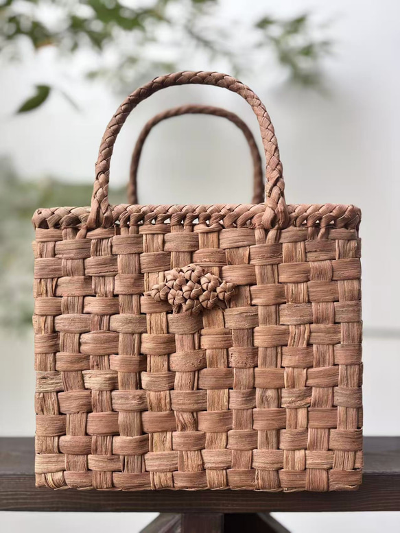 国産山葡萄 山葡萄かごバッグ 山葡萄籠バッグ 太ひご 市松編み、花編み