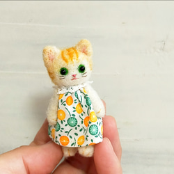 羊毛フェルト猫人形 茶トラ・テディベアタイプ首手足可動式・ドール