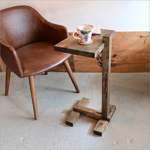 古材 サイドテーブル 木製 アンティーク おしゃれ コの字 アイアン