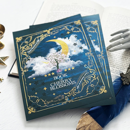 架空の洋書 夜桜の本 レターセット（BLUE） レターセット LALA CloveR