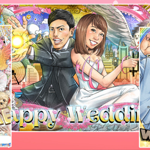 似顔絵【還暦祝い】オーダーメイド 家族 還暦 イラスト 似顔絵ショップ