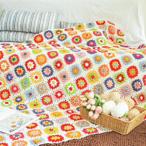 ハンドメイド かぎ針編み フラワーモチーフ 編み物 デイジー グラニー