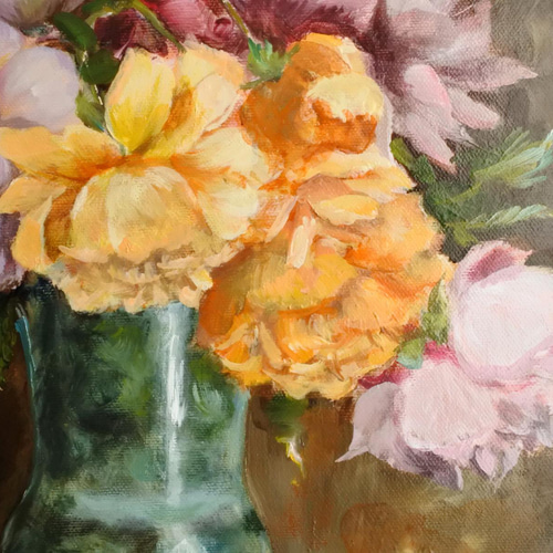 田渕眞兒 油絵 油彩 抽象画シリーズ No.10- 花と壺 田渕眞兒 油絵 油彩