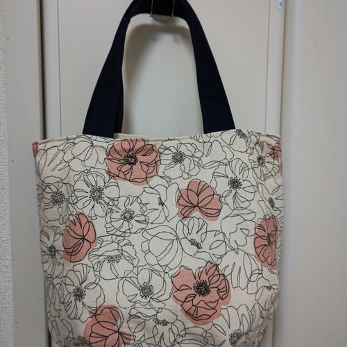 受注製作 ハンドメイド タック入り丸底トートバッグ サザンクロス 北欧