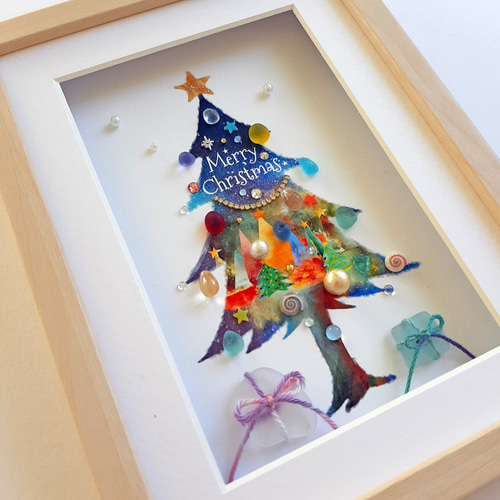 クリスマスツリー “やさしい光の降る夜に”〉シーグラスアート その他
