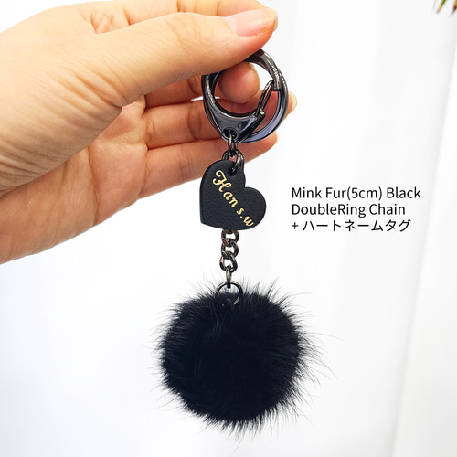 5~10cm ミンクファー 刻印 かばん飾り 革タッセル バッグチャーム