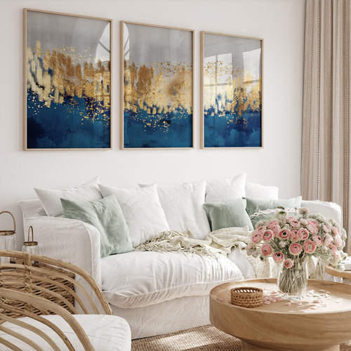 アートポスター 抽象画 ゴールド ネイビー モダンアート 北欧