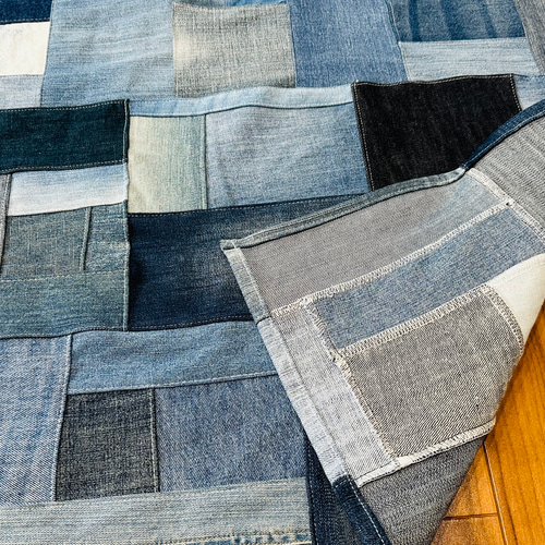 マルチマット マルチカバー☆デニム パッチワーク☆デニムリメイク