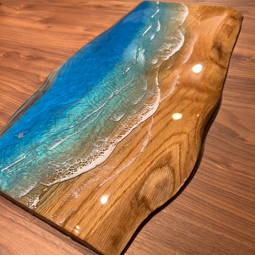 一枚板 レジンアート 海アート インテリア オーシャンアート 無垢