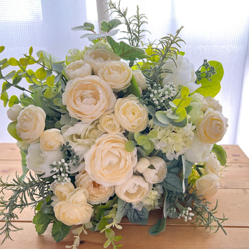 送料無料】ナチュラルクラッチブーケ ブートニアセット アーティシャル