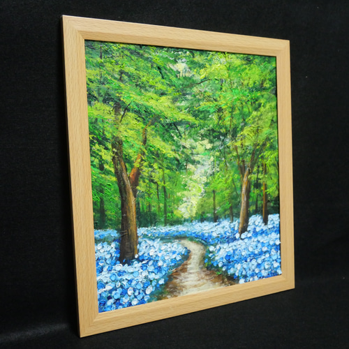 油絵 油彩 油彩画 絵 絵画 【森の中の青い花】 絵画 HR 通販