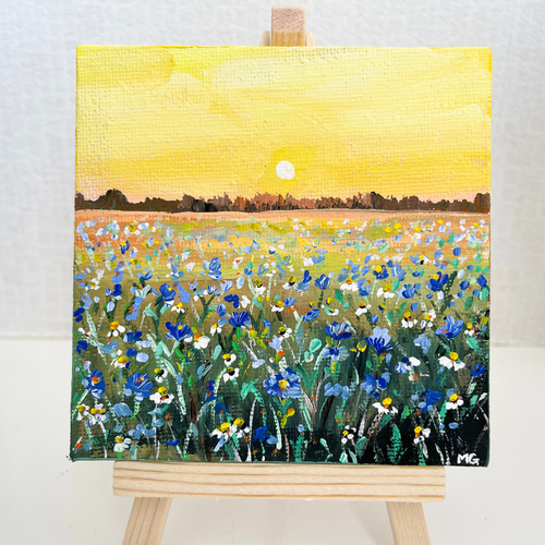 キャンバス油絵キラ様専用確認お花と並んでおすまし華ちゃん