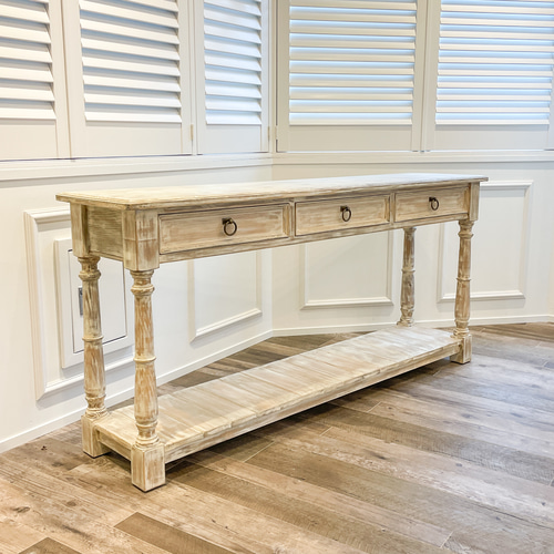 フランスアンティーク調コンソールテーブル シャビーシック 引出し付き