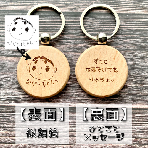 似顔絵キーホルダー 名入れ 子供 出生記録 刻印 ネームタグ 敬老の日