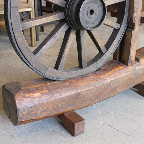 1点モノ 車輪 オブジェ 置物 花台 木製 古材 丸太 和風 アンティーク