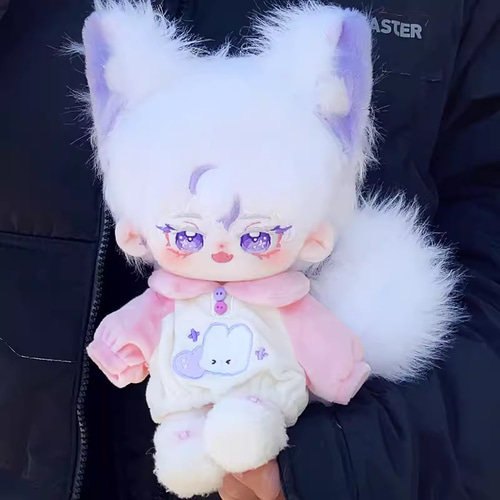 20cmぬいぐるみ 着せ替えぬいぐるみ きよ 白髪紫目 耳付き しっぽ付き