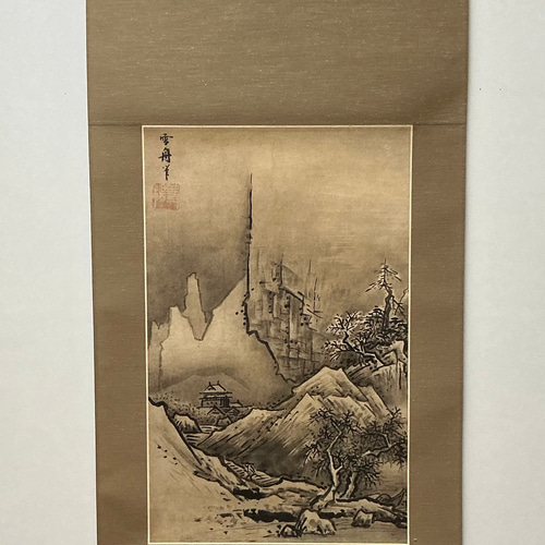 日本の名画 掛け軸 雪舟 秋冬山水図 双幅 その他インテリア雑貨 表具
