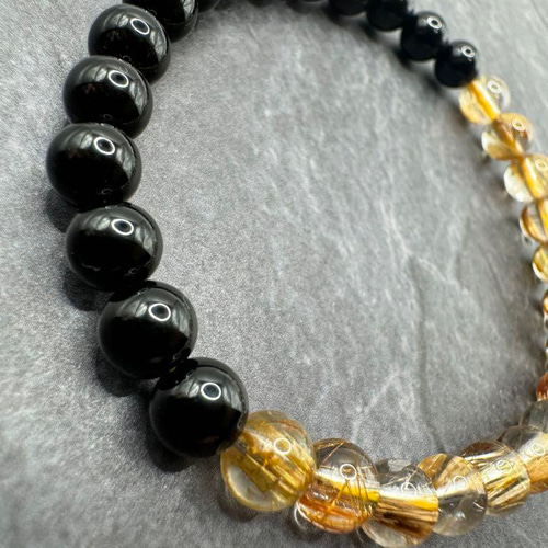 超高品質 ルチル✖️オニキスブレス 細身 天然石 ブレス ヒカル ReZARD