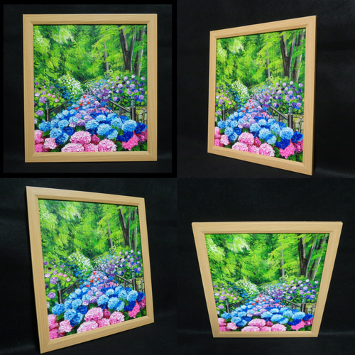 油絵 油彩 油彩画 絵 絵画【紫陽花の階段】 絵画 HR 通販 17813993