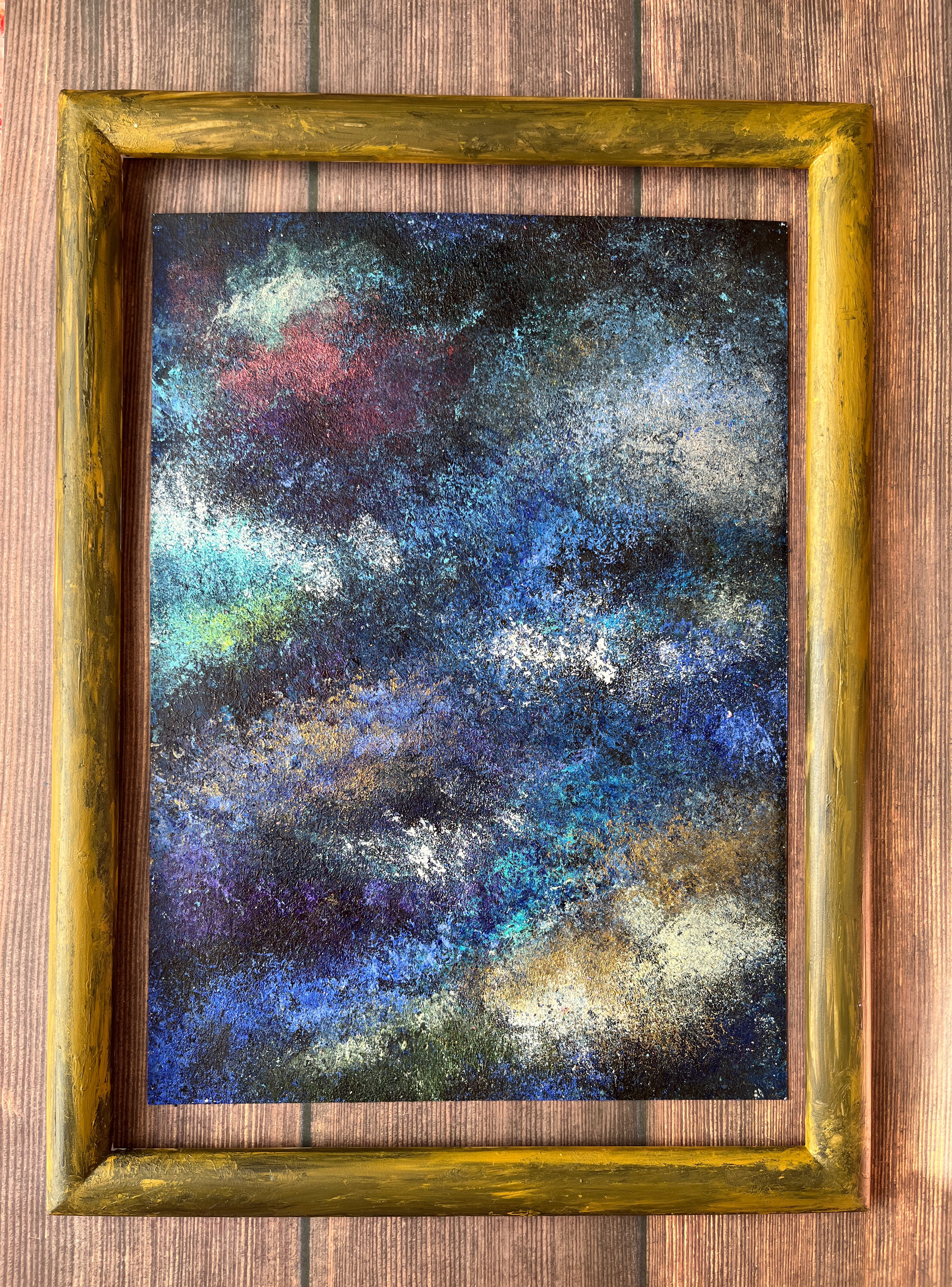 アクリル画 原画 「オータムパーク02」額縁付き F4サイズ 風景画