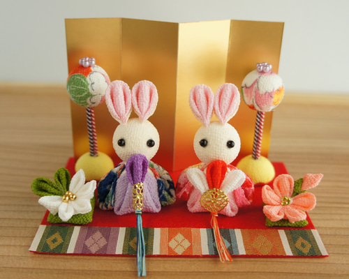 つまみ細工 ちりめん うさぎ ひなまつり 桃の節句 ひな人形・雛飾り